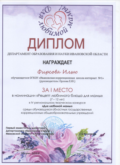 Победители творческого конкурса "Для любимой мамы".